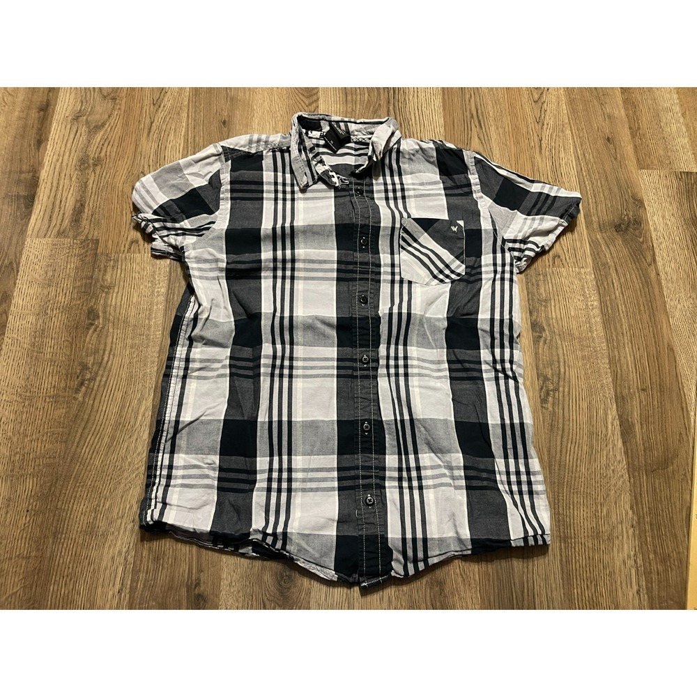 Shaun White Shirt, Women's Size XL, Black White, Plaid, Button Up, Short Sleeve